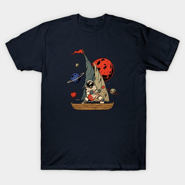 Astronaut Rocking Out on a Spaceship T-Shirt by SLAG_Creative